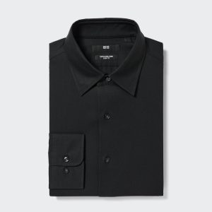 Chemises Uniqlo Super Non Iron Slim FiT-Shirt Regular Collar Homme Noir J3549680