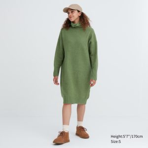 Robe Uniqlo Souffle Yarn Turtleneck Long Sleeved Femme Vert Y0986715