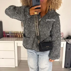 Cardigan zippé en maille côtelée NAYIA