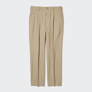 Pantalons Uniqlo Two Way Stretch Plissé Tapered Fit Homme Beige R0238569