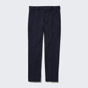 Pantalons Uniqlo Smart Rayé Ankle Length Long Homme Bleu Marine J4796108