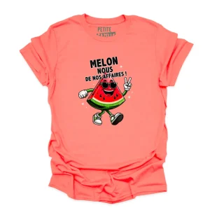 M - T-shirt Unisexe col rond corail - Melon nous de nos affaires