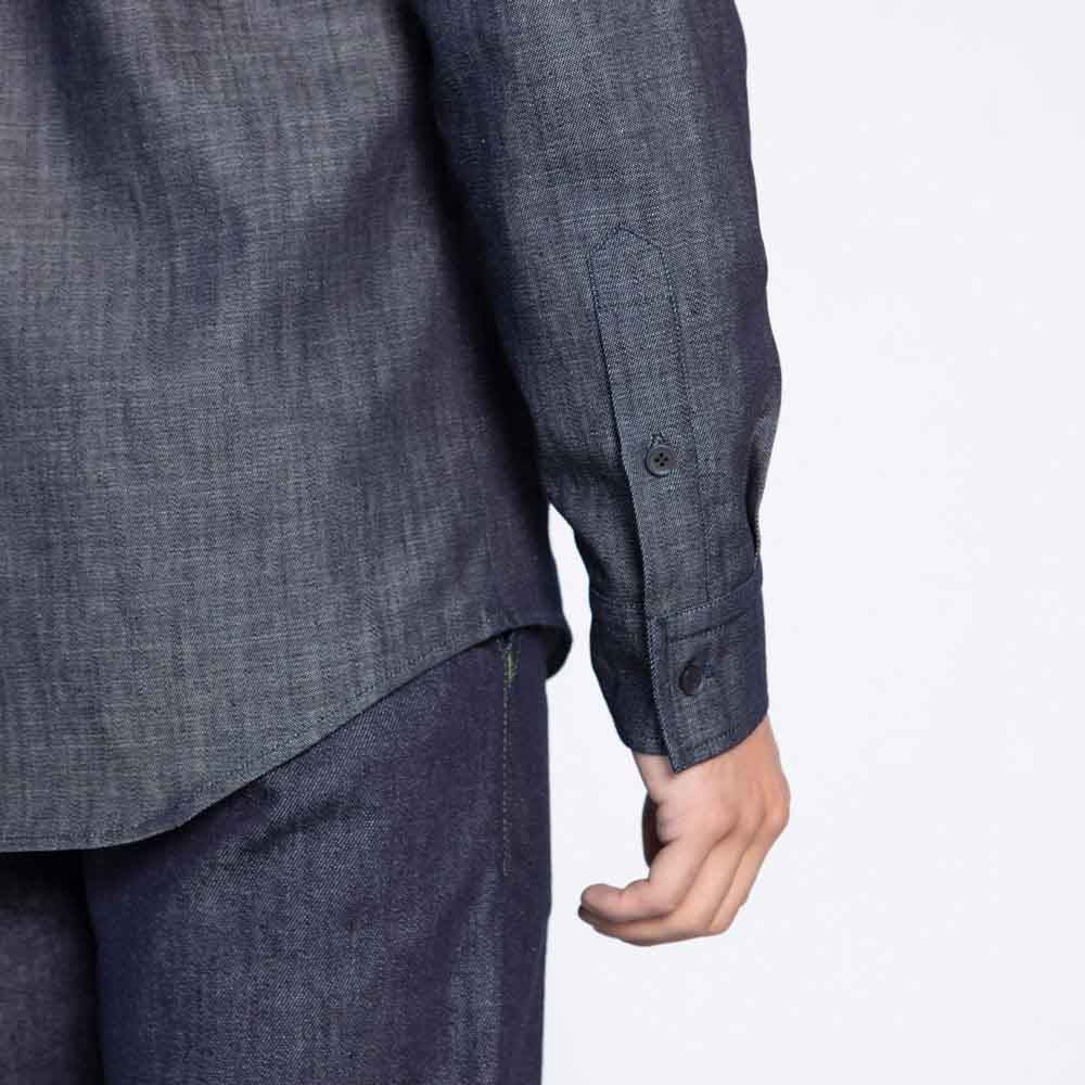 Chemise homme chambray bleu brut – 100% coton bio – Made in France – Image 4