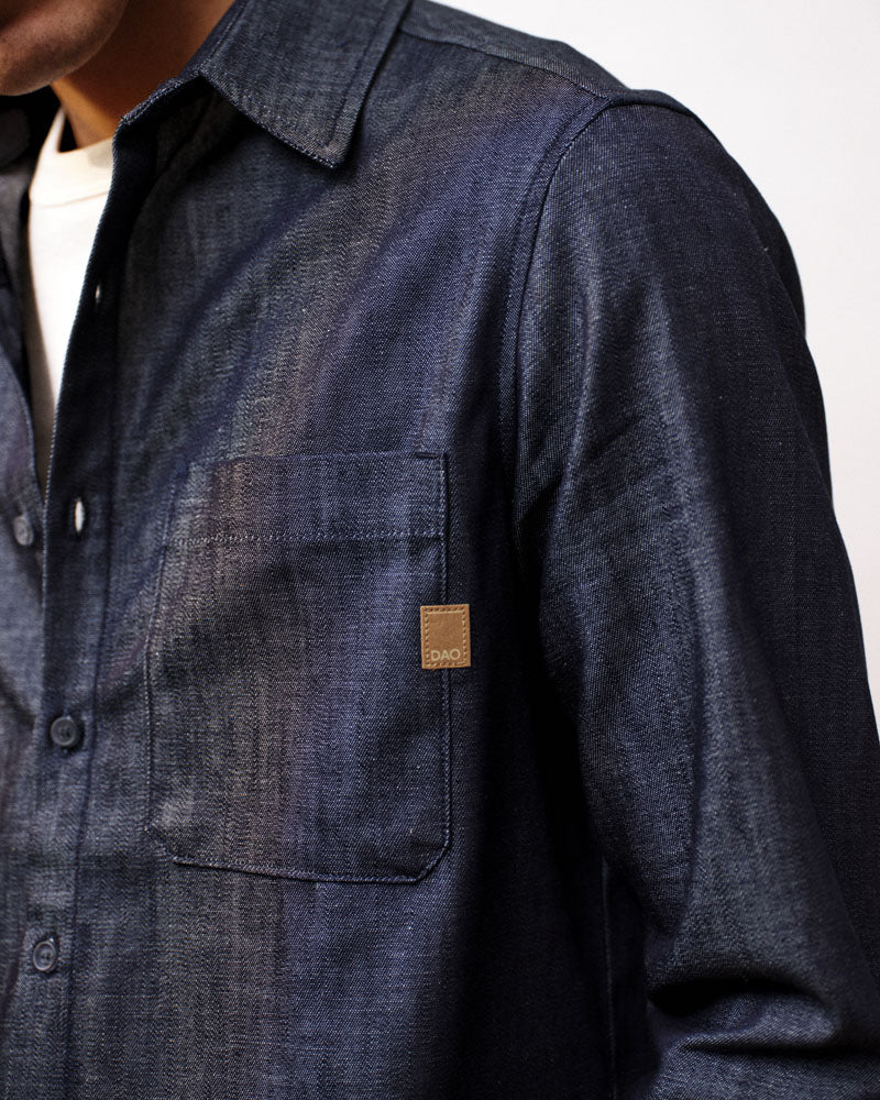 Chemise homme chambray bleu brut – 100% coton bio – Made in France – Image 6