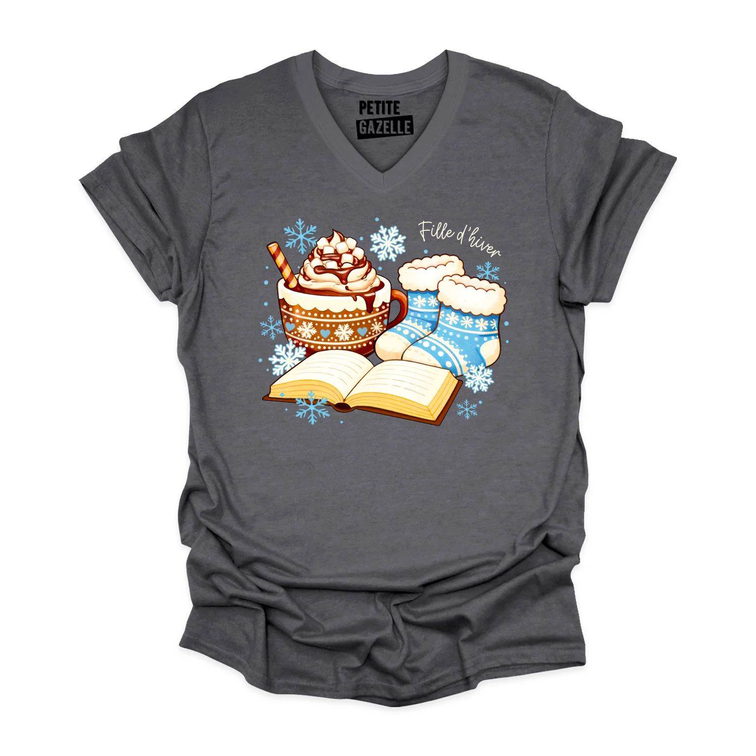 TSHIRT COL en V | Chocolat chaud et bas de laine – Image 5