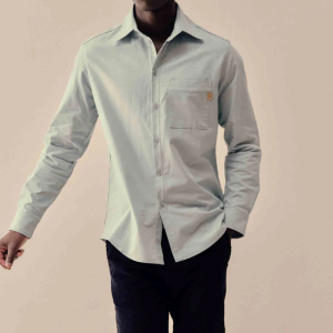 Chemise Pierre coton bleu clair ou écru – Made in France