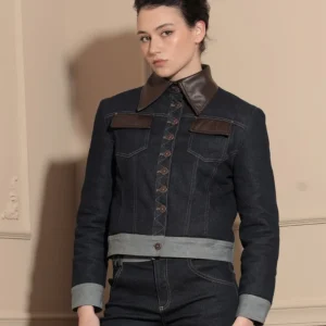 Blouson Agathe denim brut & détails Moka