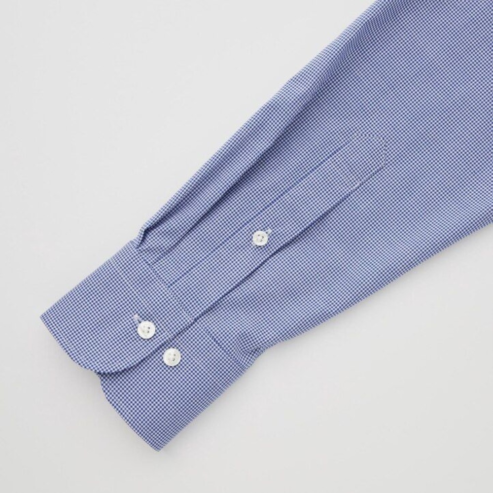 Chemises Uniqlo Easy Care Stretch Coupe Ajustée Checked Semi Cutaway Collar Homme Bleu F2569830 – Image 3