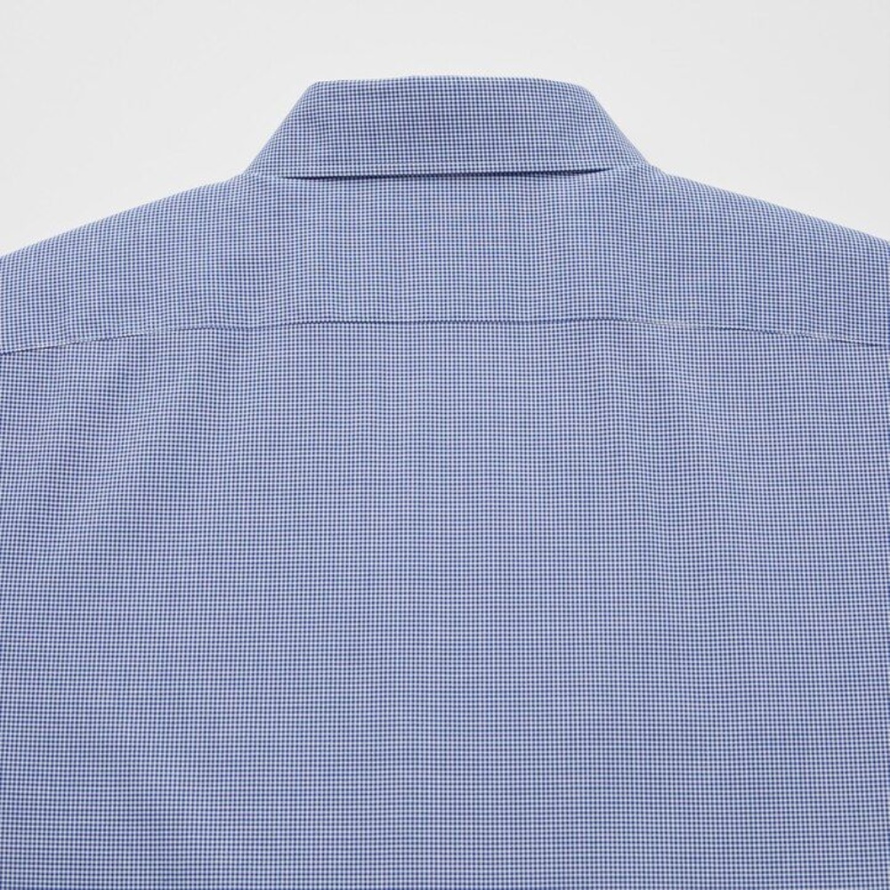 Chemises Uniqlo Easy Care Stretch Coupe Ajustée Checked Semi Cutaway Collar Homme Bleu F2569830 – Image 4