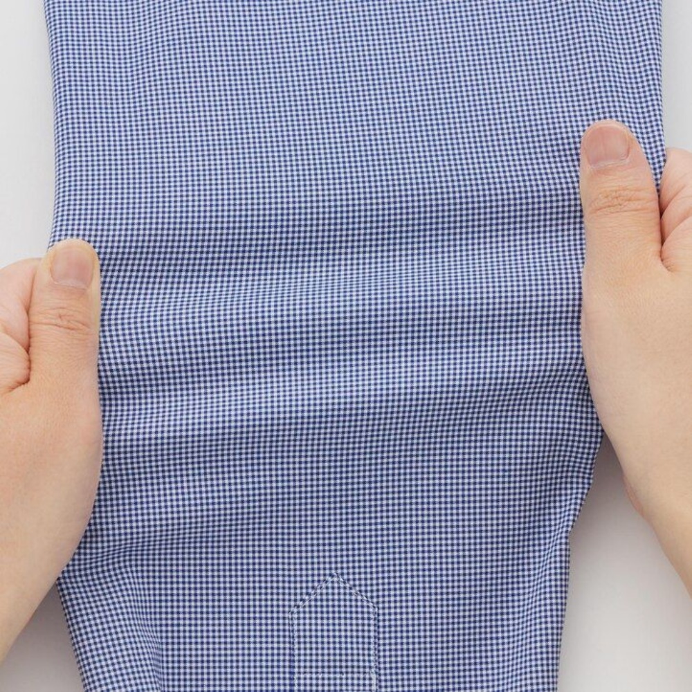 Chemises Uniqlo Easy Care Stretch Coupe Ajustée Checked Semi Cutaway Collar Homme Bleu F2569830 – Image 5