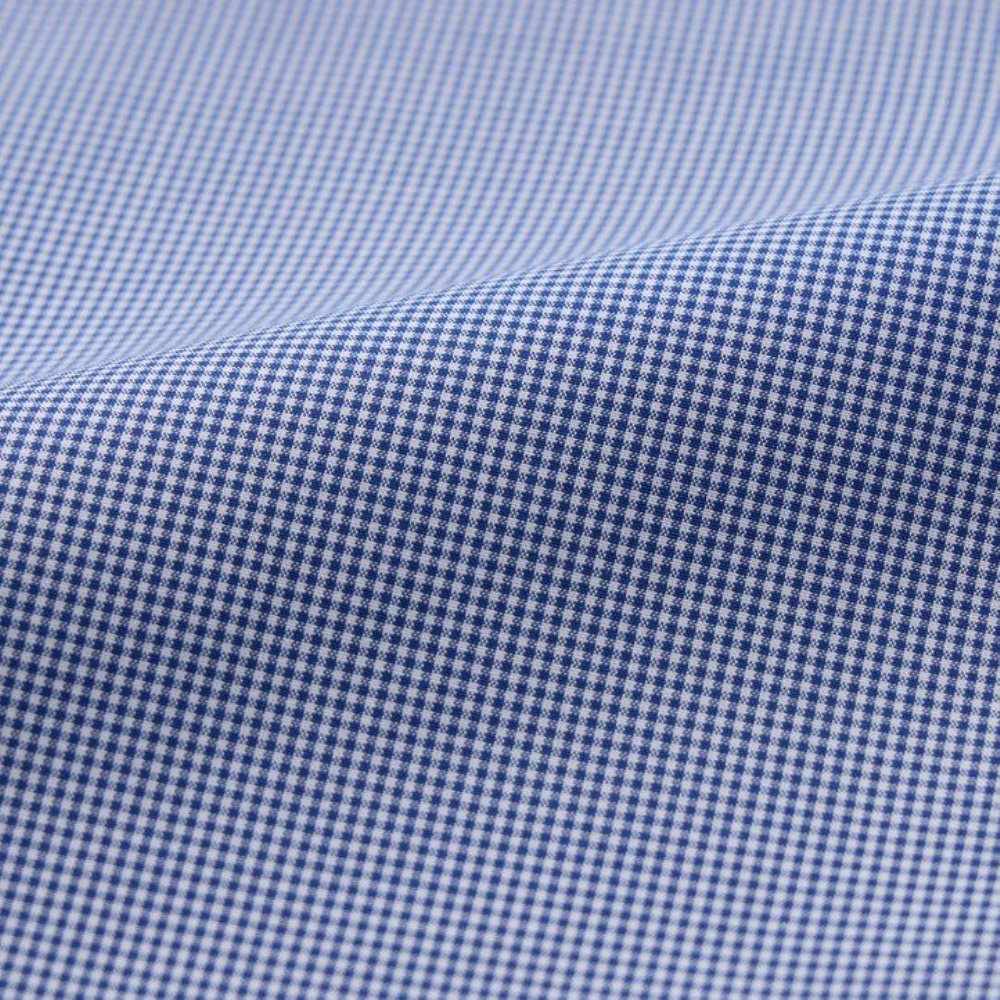 Chemises Uniqlo Easy Care Stretch Coupe Ajustée Checked Semi Cutaway Collar Homme Bleu F2569830 – Image 6
