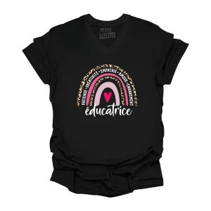 TSHIRT COL en V | Éducatrice Arc-en-ciel