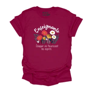 T-SHIRT COL ROND | Enseignante, Fleurir les esprits