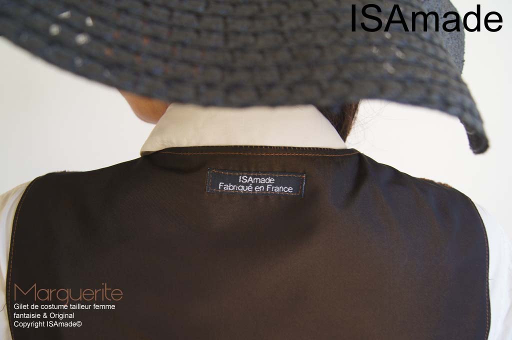 Gilet sans manches Fourrure vache marron bordeaux fleurs – Image 4