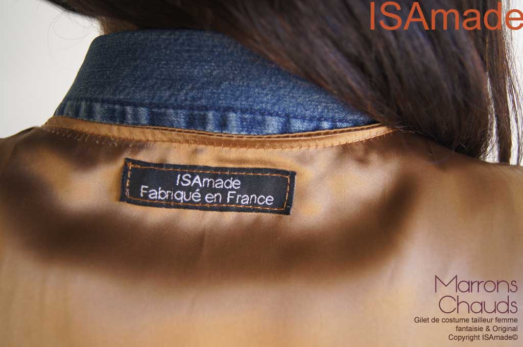 Gilet sans manches Femme Chic Marron Velours Dentelle – Image 4