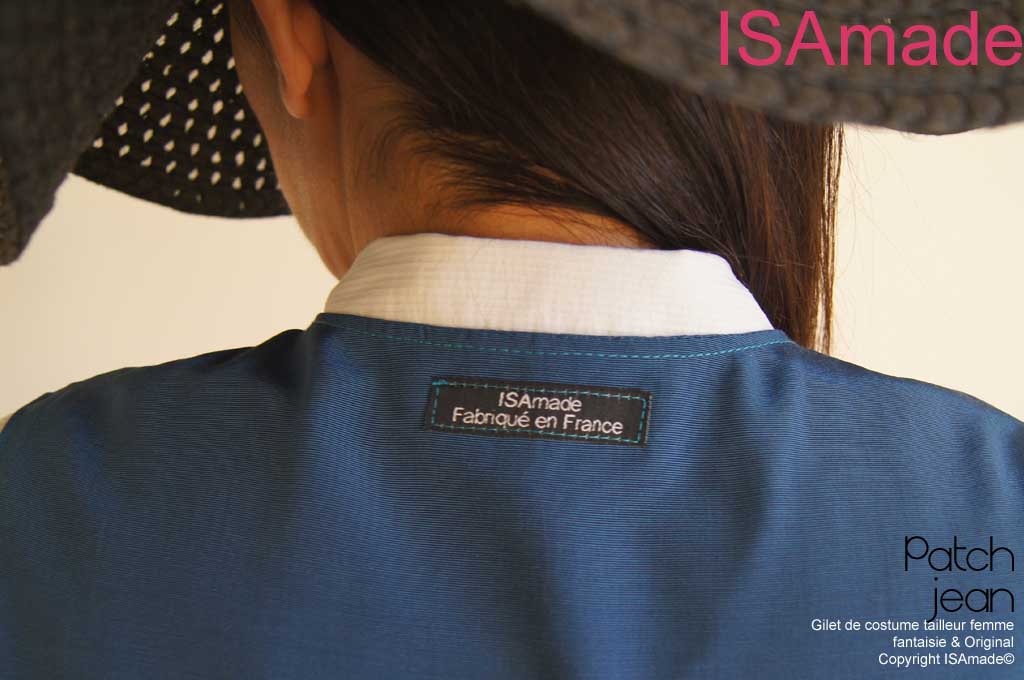 Gilet Fantaisie femme sans manches Patchwork Imprimé Jean brut dentelle – Image 3
