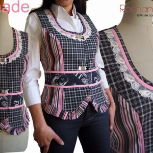 Gilet sans manches femme tendance Fantaisie Rose Noir dentelle