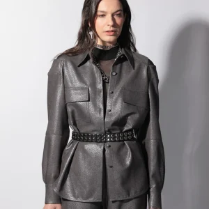 Veste Cléa silver épaules ajourées