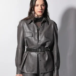Veste Cléa silver épaules ajourées