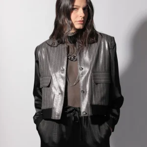 Blouson Bleu acier rayé Dora