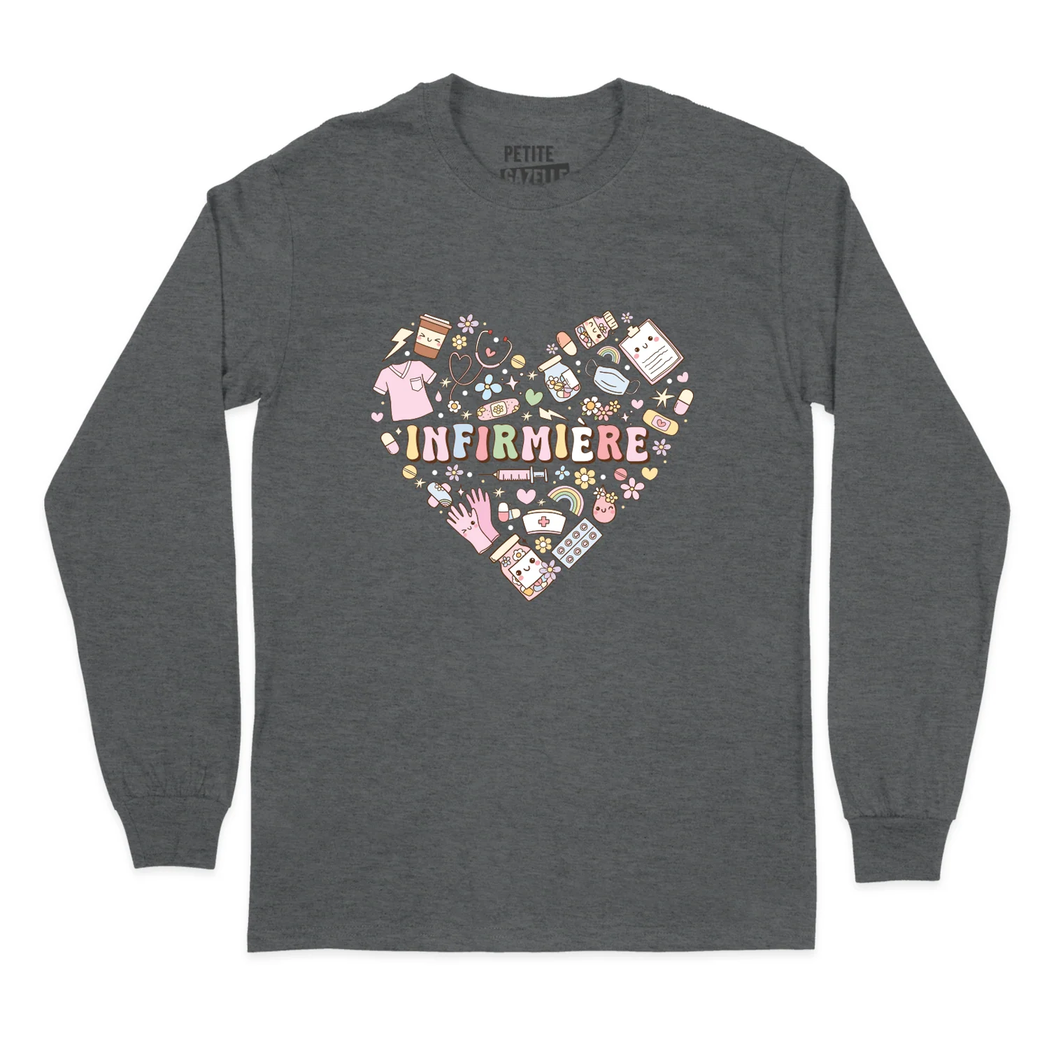 T-SHIRT À MANCHES LONGUES | Infirmière Coeur – Image 3