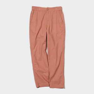 Pantalons Uniqlo Linen Coton Tapered Femme Marron Y0864975