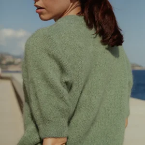 Pull Liza en mohair à manches courtes jade