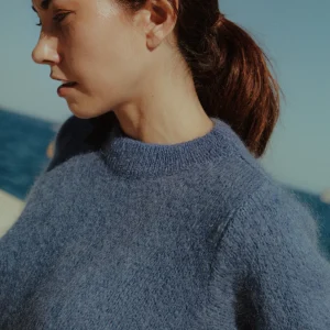 Pull Liza en mohair à manches courte Azur