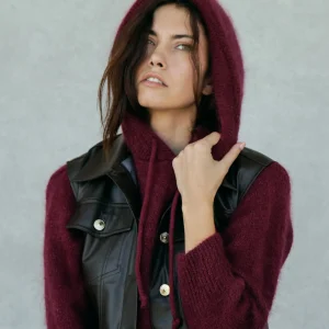 Sweat Gulia en mohair à capuche Wine