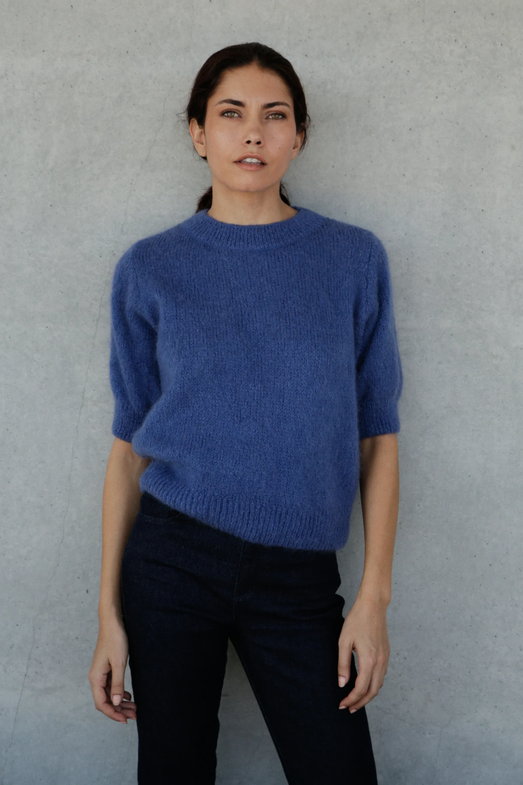 Pull Liza en mohair à manches courte Azur – Image 3