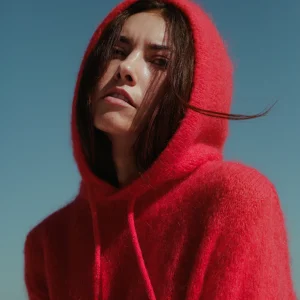 Sweat Gulia en mohair à capuche Rouge