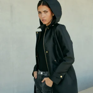 Trench Navyl à capuche satiné noir