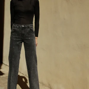 Jean Gabriel en denim gris à clous