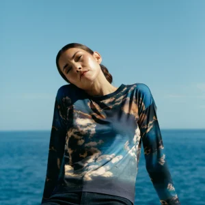 T-shirt Iris manches longues en viscose imprimé "nuage"