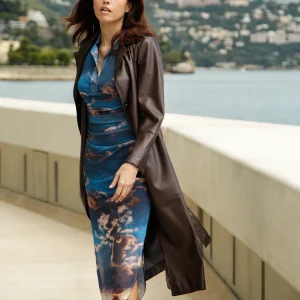 Robe Eclipse drapée en maille résille imprimé nuage