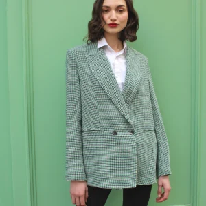 Veste Louise à carreaux Vert Amande Giverny