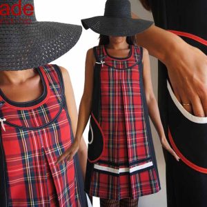 Robe tartan carreaux écossais rouge noire trapèze Chic