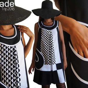 Robe bicolore noire et blanc motif triangles Graphique