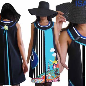 Robe à rayures Colorée trapèze originale Paris Printemps été