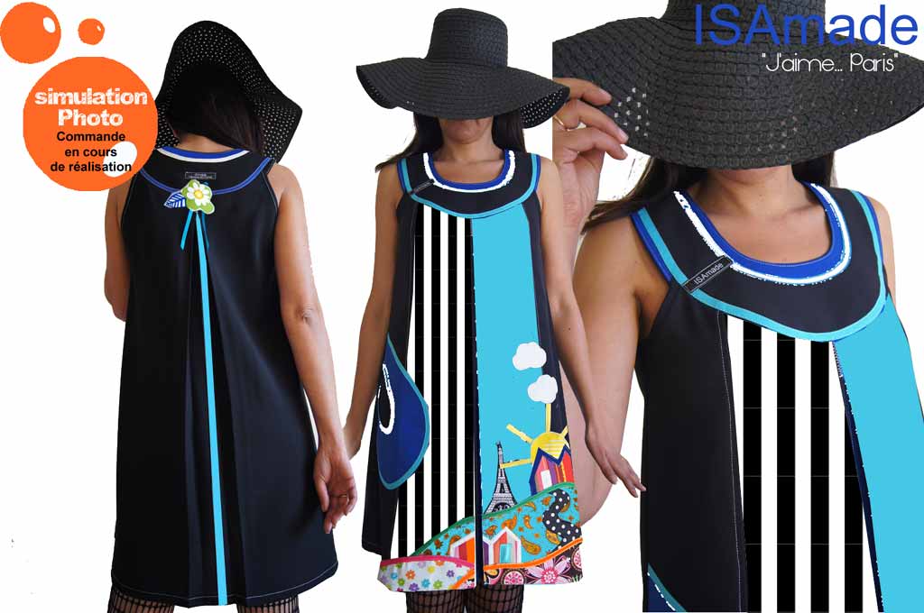 Robe à rayures Colorée trapèze originale Paris Printemps été