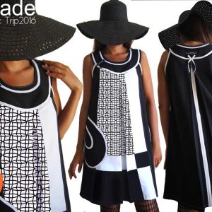 Robe graphique bicolore noire blanche créateur