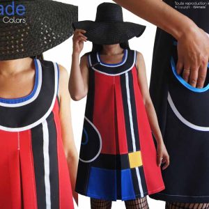 Robe Colorée graphique géométrique Art Rouge Noire bleu