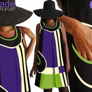 Robe Trapèze Vintage 70’s graphique Pop violet anis