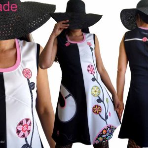 Robe fleurie colorée fantaisie noire blanche