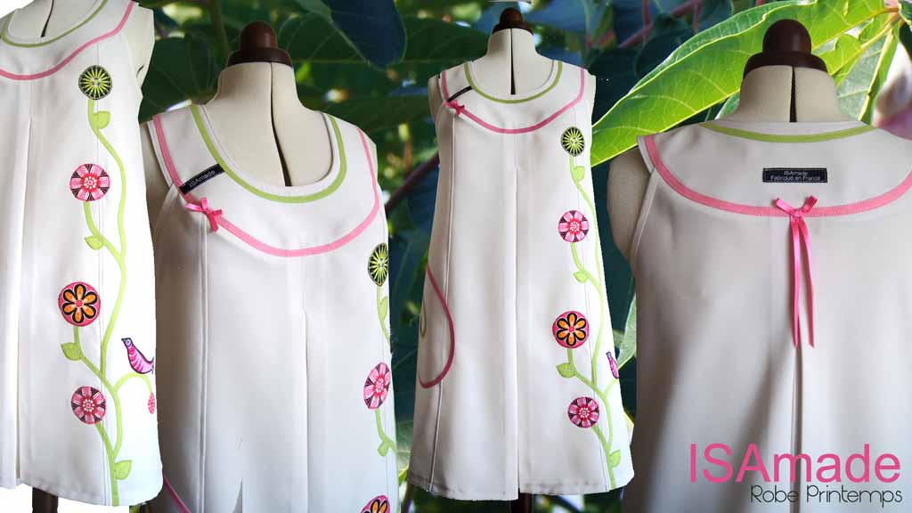 Robe blanche trapèze fleurie fantaisie Printanière