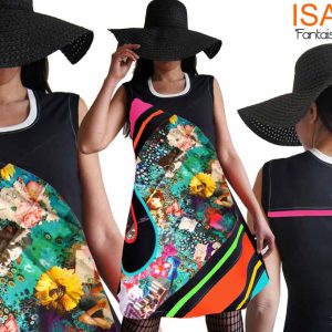 Robe colorée Printemps imprimé Fleuri rayure multicolore