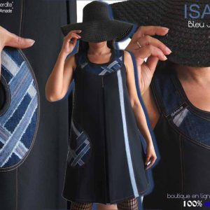 Robe Trapèze Patchwork Jean bleu noire isamade