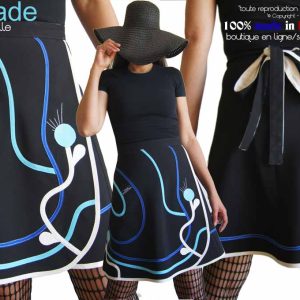 Jupe Portefeuille Made in France Bleu Turquoise Sixties