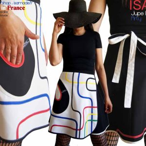 Jupe portefeuille Arty Graphique multicolore chic noir