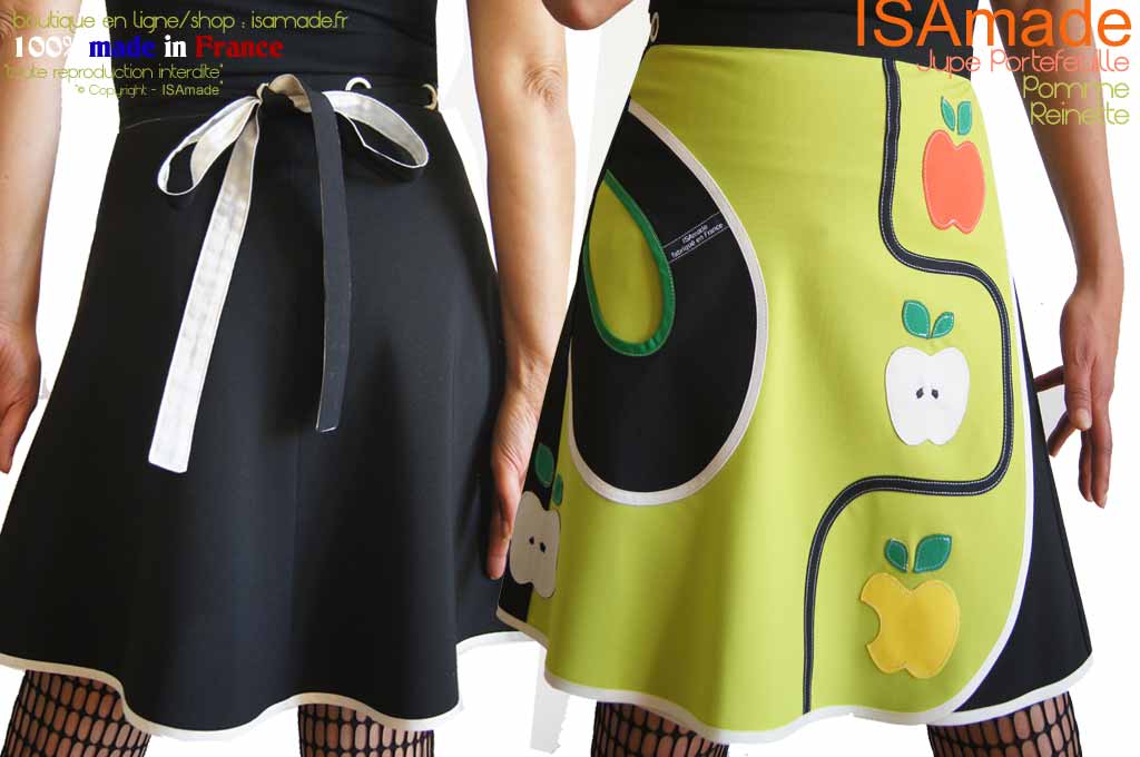 Jupe Portefeuille Pomme vert anis Seventies made in France – Image 2